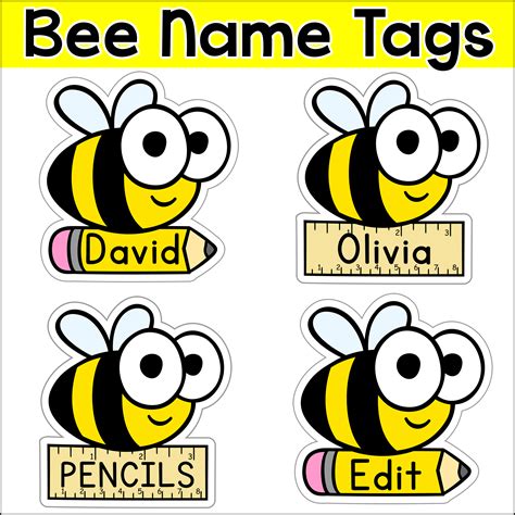 Free Printable Bee Name Tags